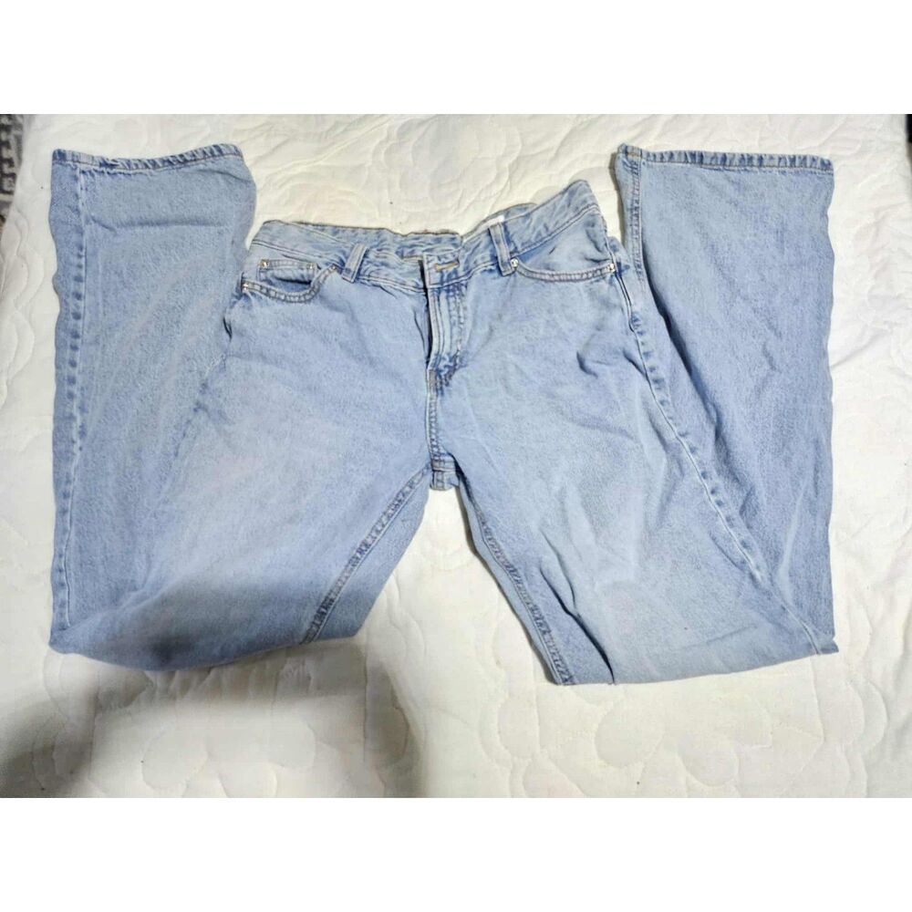 Lefties Light Wash Relaxed Fit Wide Leg Jeans High Rise Minimalist  Size EU 38